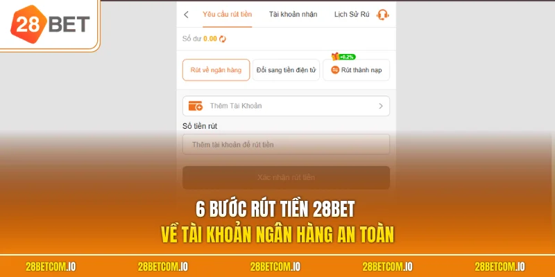 6 bước rút tiền 28BET về tài khoản ngân hàng an toàn