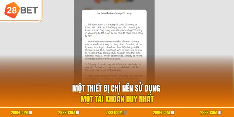 Một thiết bị chỉ nên sử dụng một tài khoản duy nhất